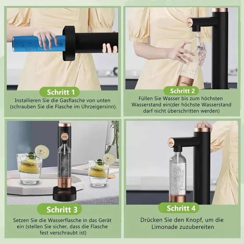HOMELUX Wassersprudler, Sprudelwasser Maschine Mit 1L PET-Flaschen 316 Edelstahl Flasche Soda Maker