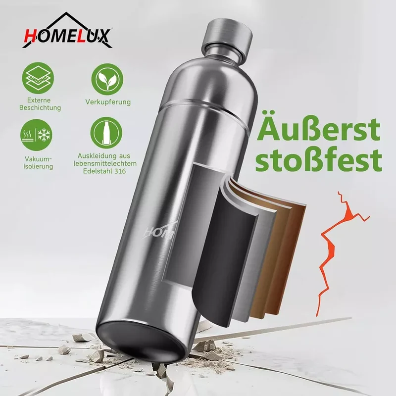 HOMELUX Wassersprudler, Sprudelwasser Maschine Mit 1L PET-Flaschen 316 Edelstahl Flasche Soda Maker