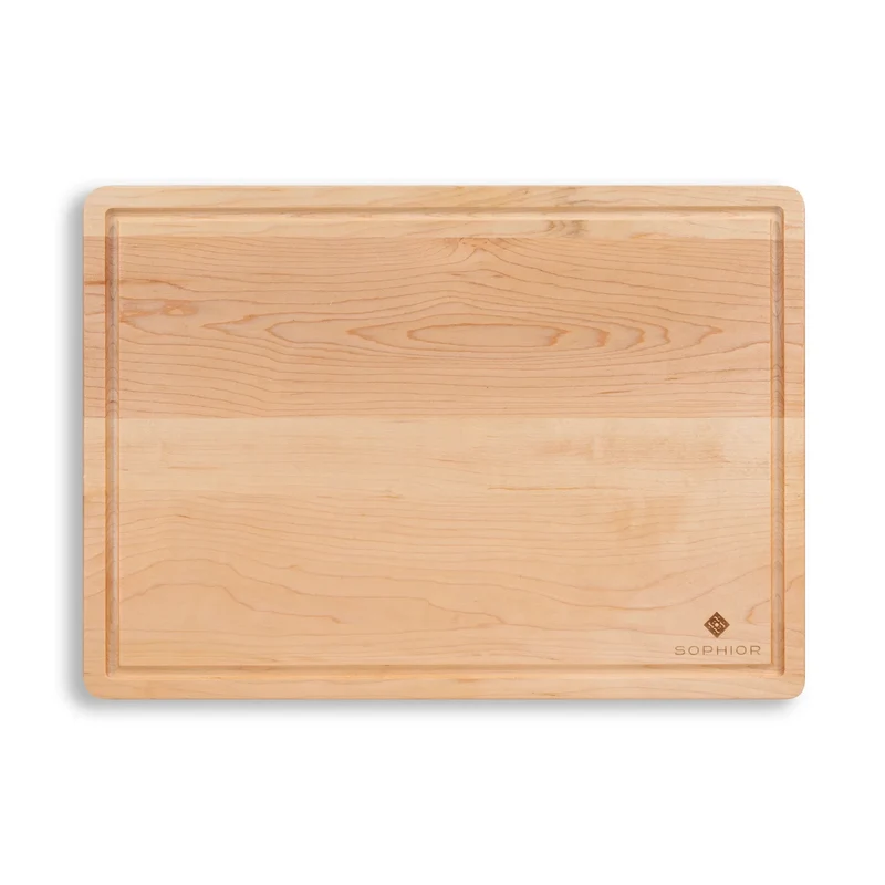 SOPHIOR Schneidebrett aus Ahornholz mit Saftrille – Groß 42x30x2,5cm