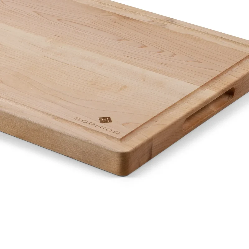 SOPHIOR Schneidebrett aus Ahornholz mit Saftrille – Groß 42x30x2,5cm