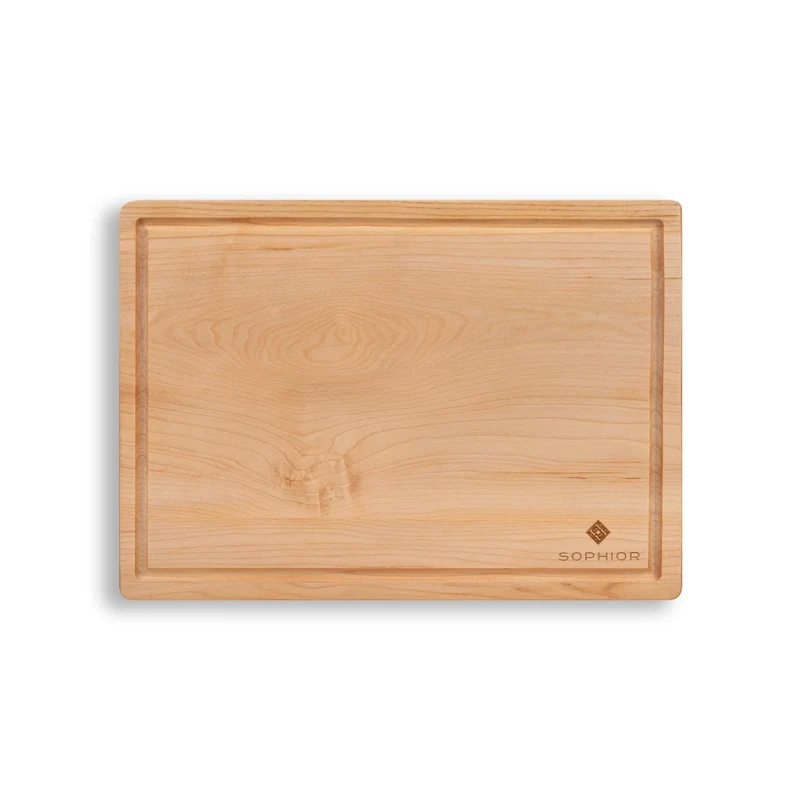 SOPHIOR Schneidebrett aus Ahornholz mit Saftrille - Medium 35x25x2,5cm