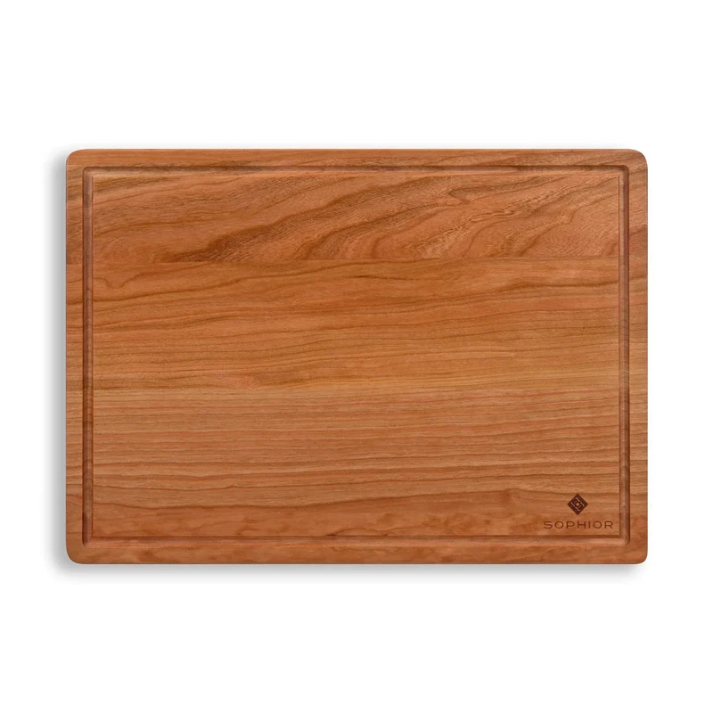 SOPHIOR Kirschholz-Schneidebrett mit Saftrille – Groß 42x30x2,5cm