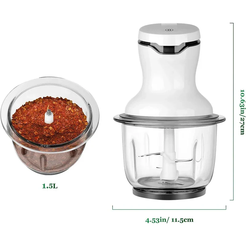 Scheffler Electric Multi Chopper Kitchen Electric with 1.5 L Glass Container, 300 W, 4 Stainless Steel Mes, 2 Speeds, Universal Chopper Food Chopper