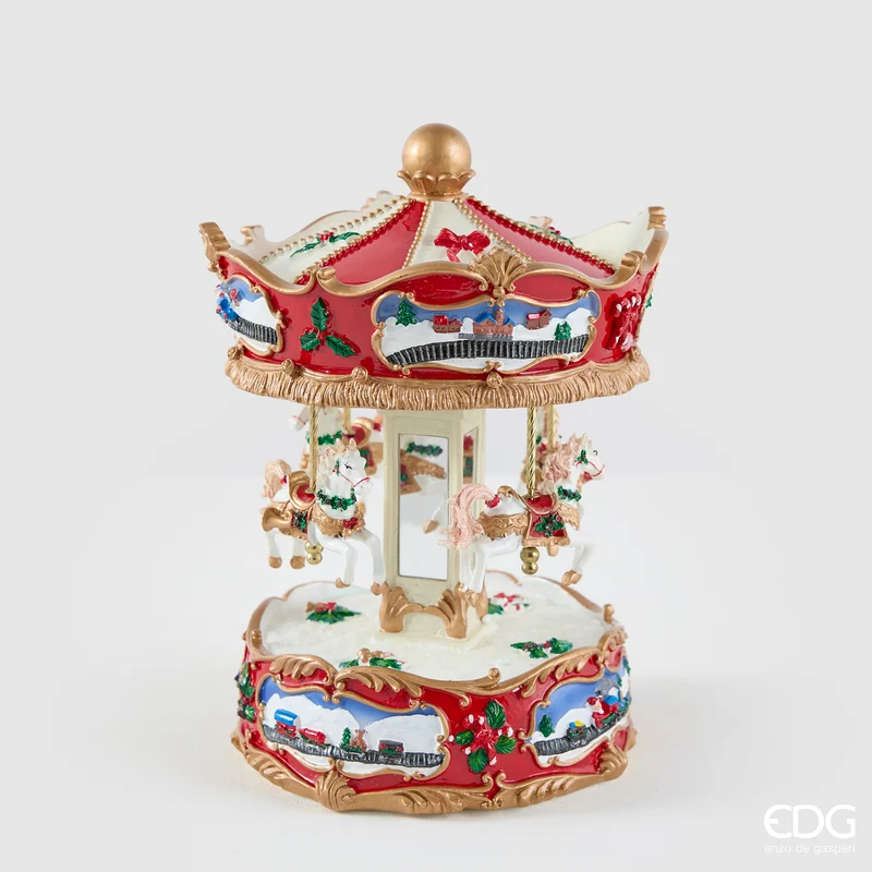 EDG Enzo De Gasperi Giostrina Carillon Cavallo H25 cm in Resina Rosso