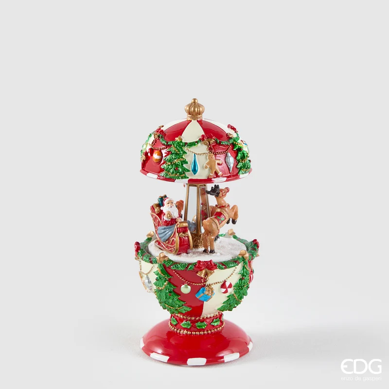 EDG Enzo De Gasperi Carillon Babbo con Slitta H17 cm in Resina