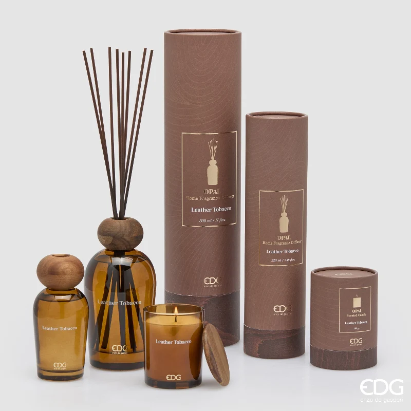 EDG Enzo De Gasperi Candela Opal in Vetro H10 cm Leather Tobacco