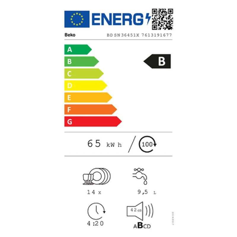 Beko BDSN36451X Geschirrspüler teilintegrierbar