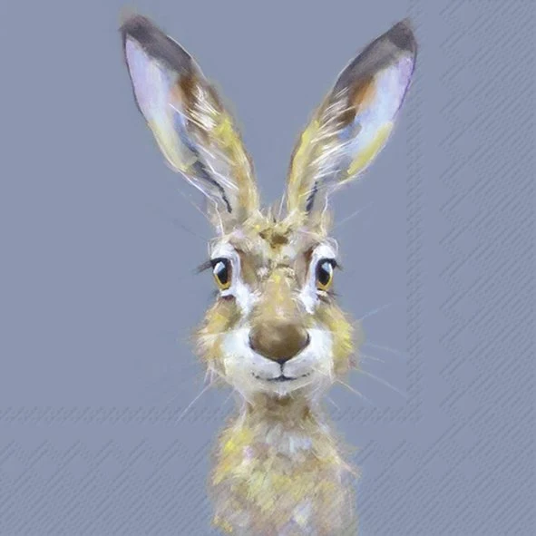 Papierservietten „Rabbit Buster“ – Hase blau | 33 × 33 cm