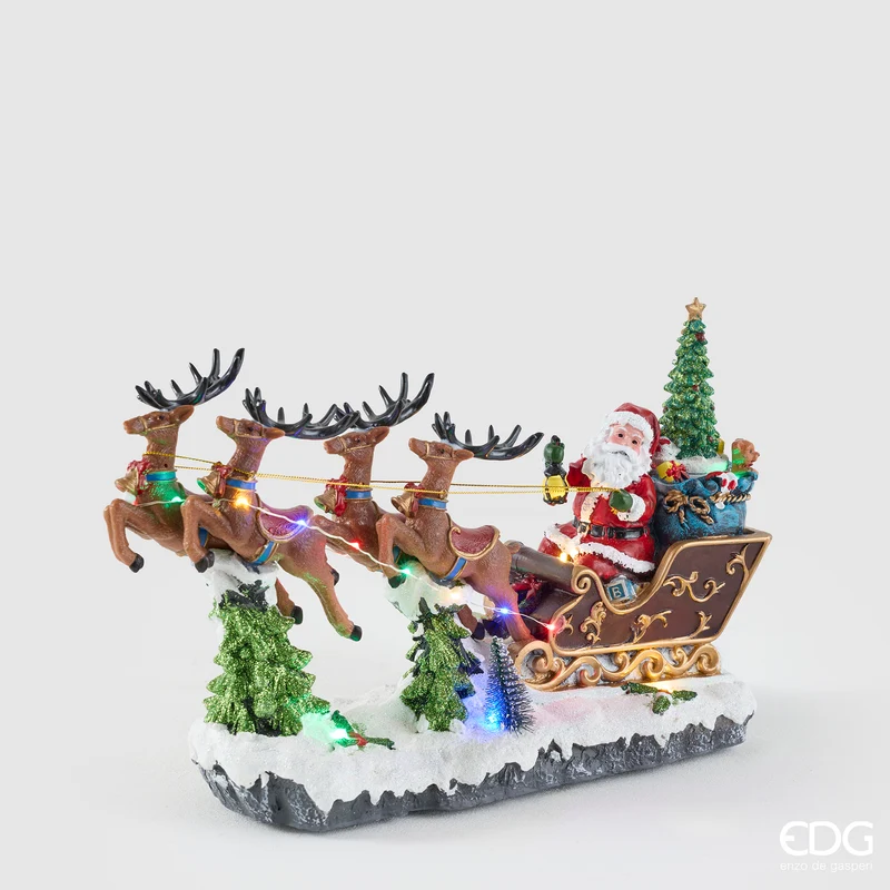 EDG Enzo De Gasperi Decoro Babbo con Slitta led 35X22 cm
