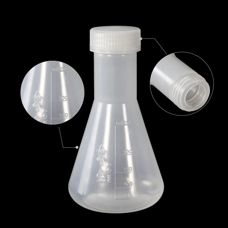 Erlenmeyerkolben mit Schraubverschluss, Kunststoff PP, Fassungsvermögen 125 ml bis 500 ml