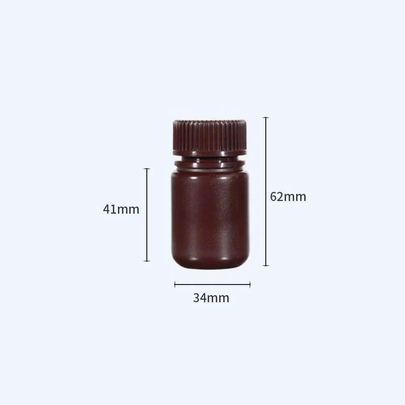 Weithalsflaschen mit Schraubverschluss, Kunststoff PP, braun, Fassungsvermögen 8 ml bis 1000 ml