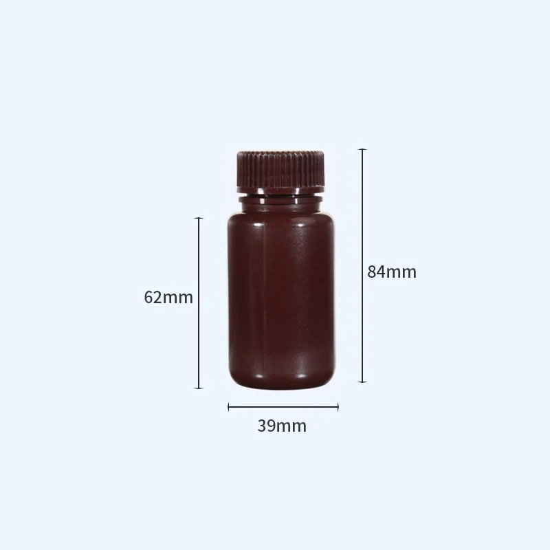 Weithalsflaschen mit Schraubverschluss, Kunststoff PP, braun, Fassungsvermögen 8 ml bis 1000 ml