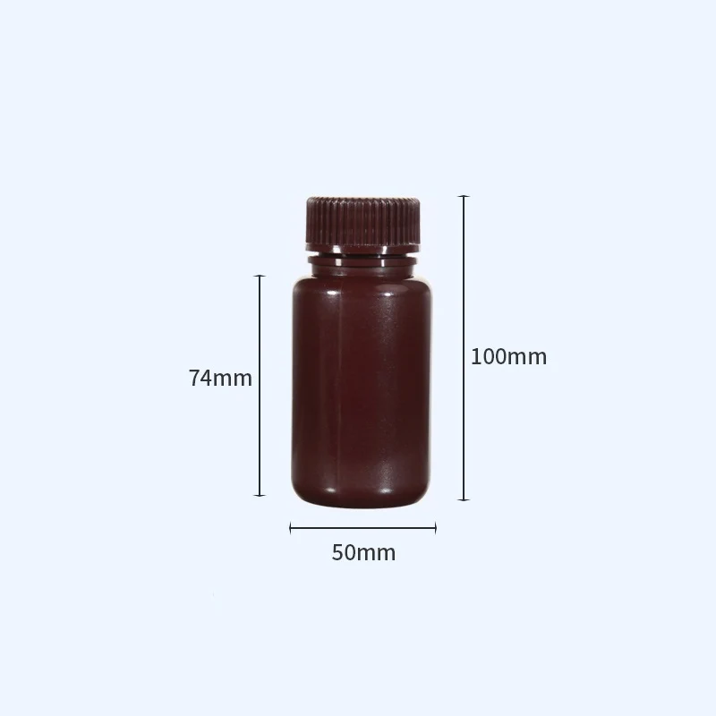 Weithalsflaschen mit Schraubverschluss, Kunststoff PP, braun, Fassungsvermögen 8 ml bis 1000 ml