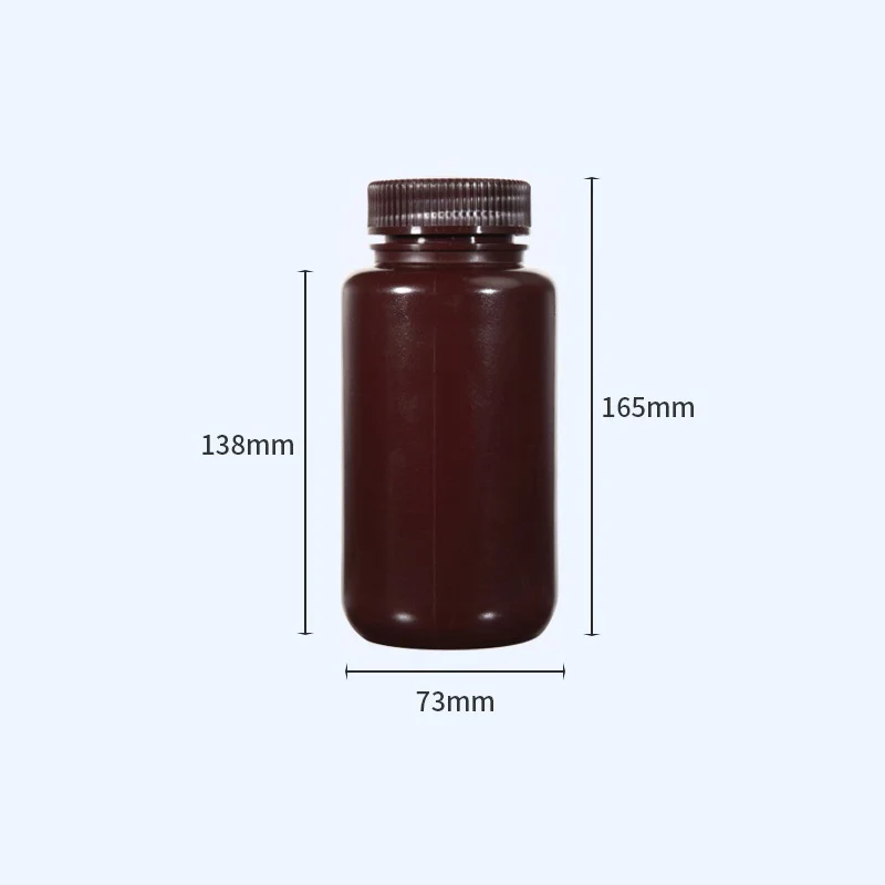 Weithalsflaschen mit Schraubverschluss, Kunststoff PP, braun, Fassungsvermögen 8 ml bis 1000 ml