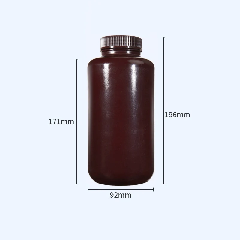 Weithalsflaschen mit Schraubverschluss, Kunststoff PP, braun, Fassungsvermögen 8 ml bis 1000 ml