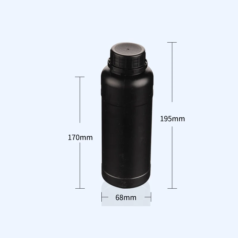 Weithalsflaschen mit Schraubverschluss, Kunststoff HDPE, schwarz, Inhalt 250 ml bis 500 ml
