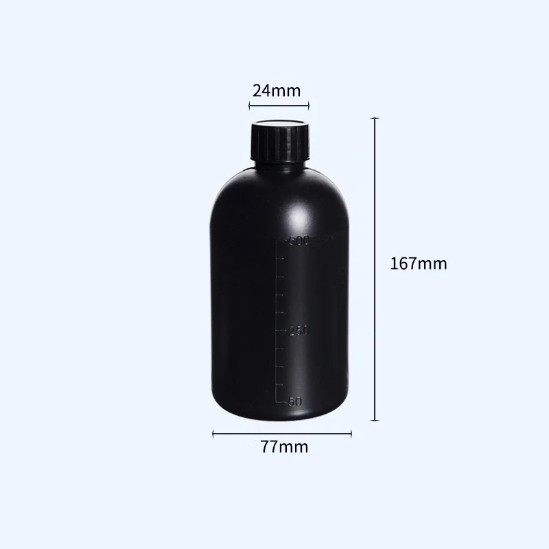 Enghalsflaschen mit Schraubverschluss, Kunststoff HDPE, schwarz, Inhalt 250 ml bis 1.000 ml