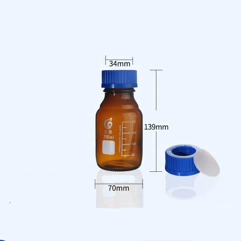 GL45 Gewindeflasche, Schraubkappen mit Bohrung und Septum, Braunglas, 100 ml bis 1000 ml