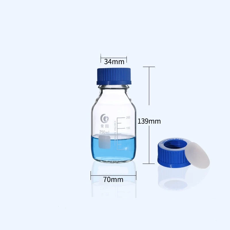 GL45 Schraubflasche, Schraubkappe mit Loch und Septum, Klarglas, 100 ml bis 2000 ml