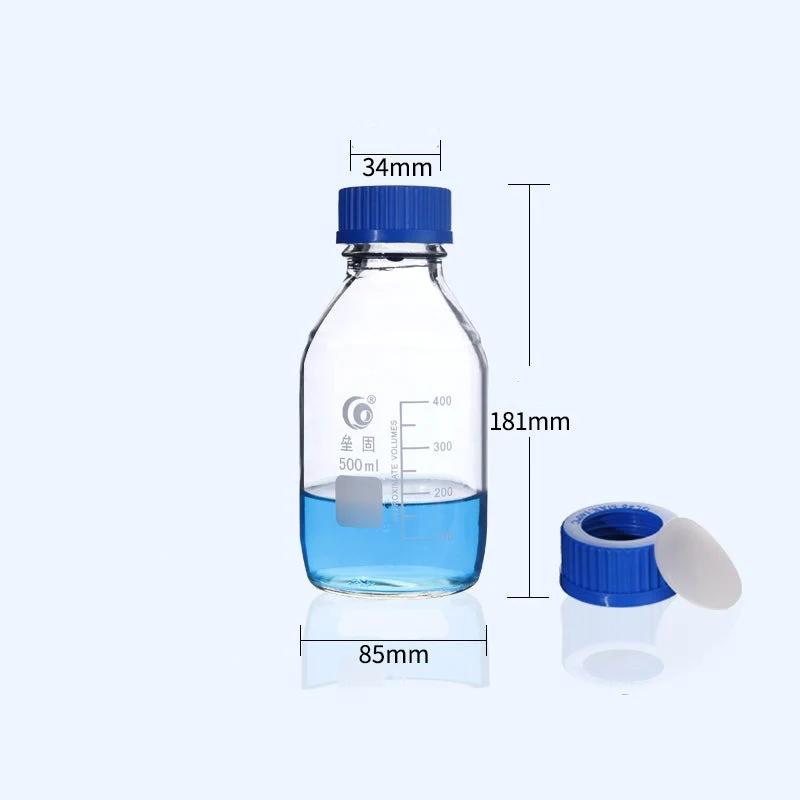 GL45 Schraubflasche, Schraubkappe mit Loch und Septum, Klarglas, 100 ml bis 2000 ml