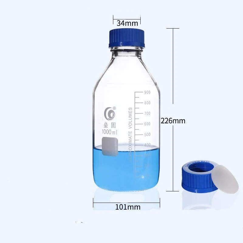GL45 Schraubflasche, Schraubkappe mit Loch und Septum, Klarglas, 100 ml bis 2000 ml