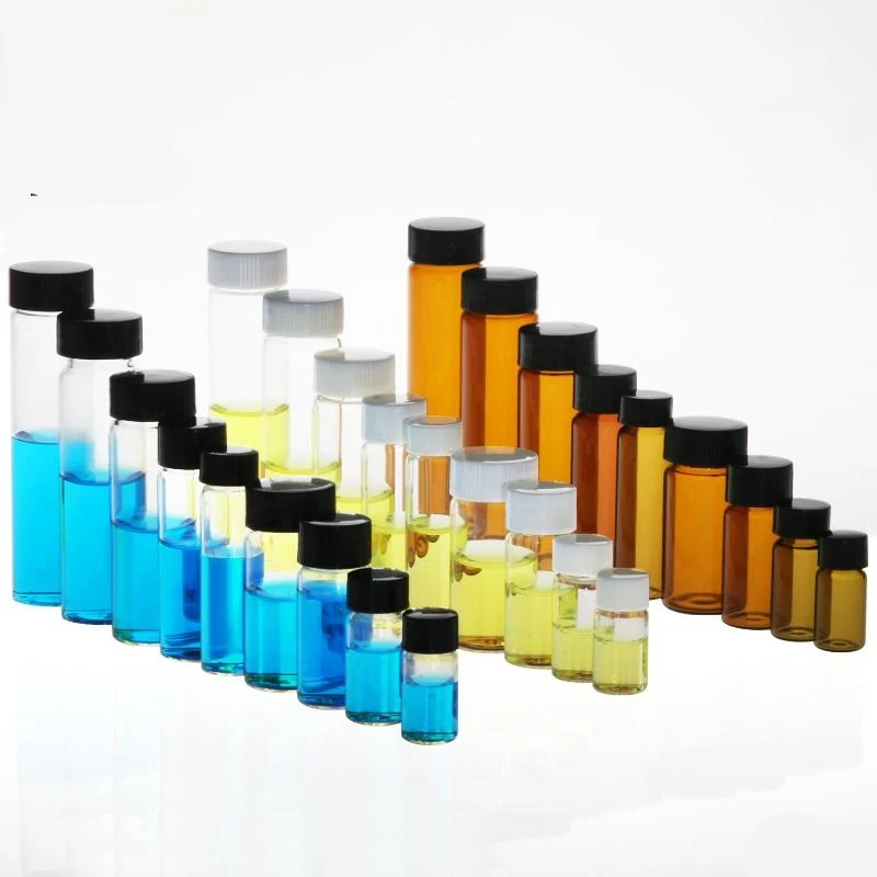 100 Stk./Pack Probenfläschchen mit Gewinde, Klarglas, Fassungsvermögen 1 bis 60 ml