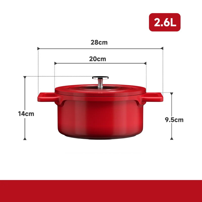 HOMELUX Induktions-Kochtopf aus Aluguss (12/20/24/28cm) mit langlebiger Antihaftbeschichtung