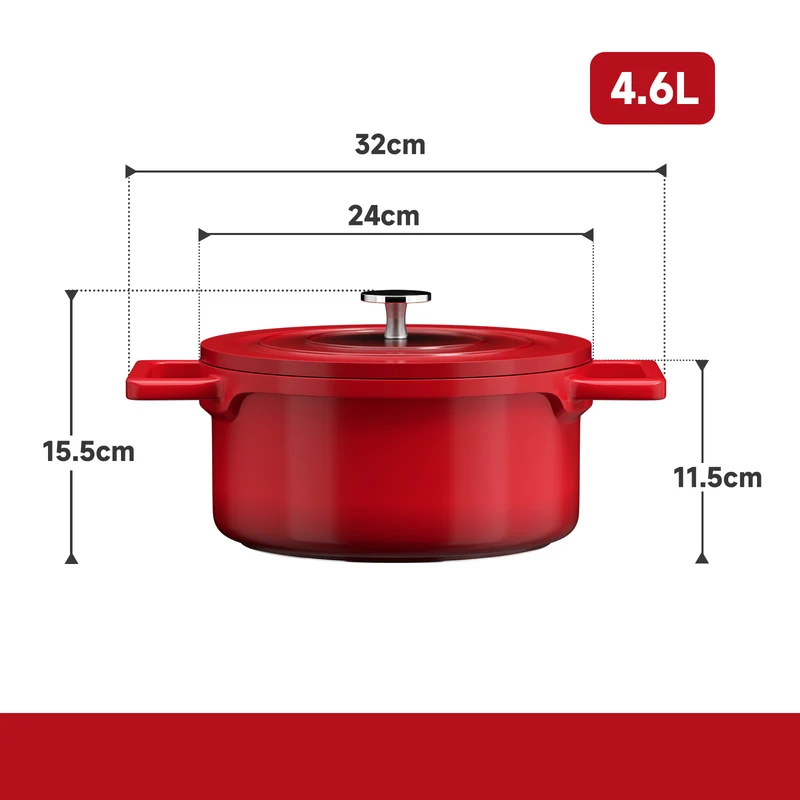 HOMELUX Induktions-Kochtopf aus Aluguss (12/20/24/28cm) mit langlebiger Antihaftbeschichtung