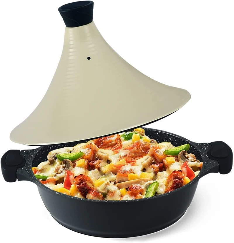 Scheffler Tajine-Topf – Marokkanische Tajine 28 cm Antihaftbeschichtung aus Aluminium mit konischer Form