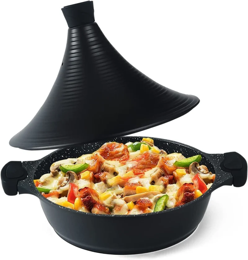 Scheffler Tajine-Topf – Marokkanische Tajine 28 cm Antihaftbeschichtung aus Aluminium mit konischer Form