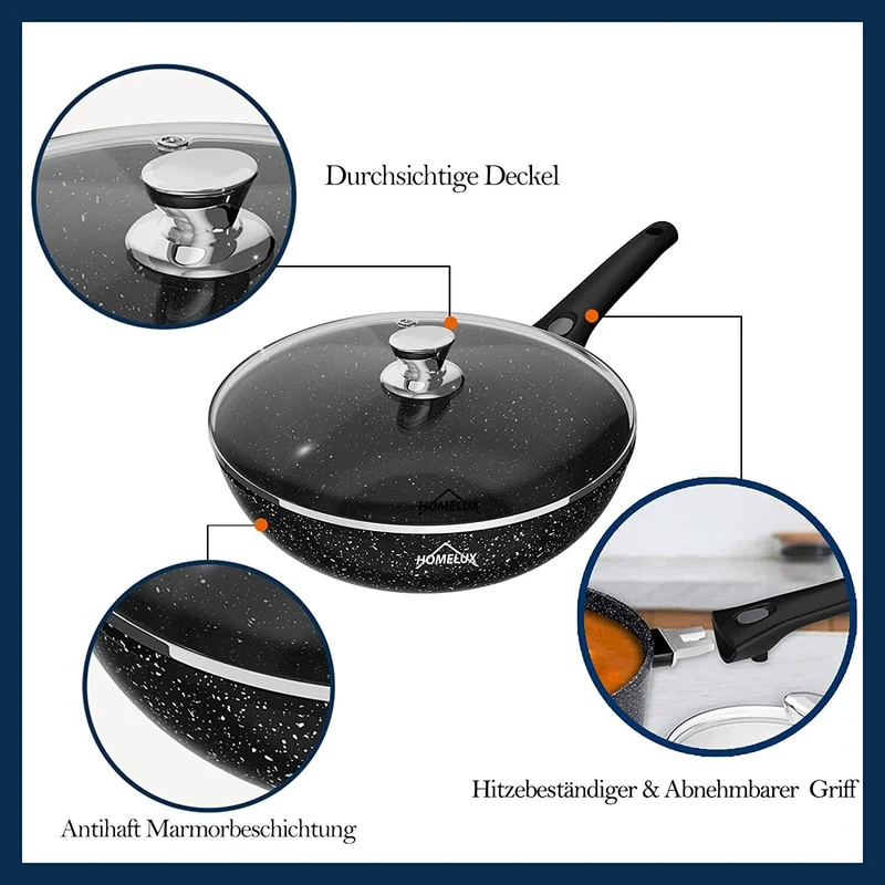Wok Pfanne Wokpfanne Mit Deckel Abnehmbar induktion