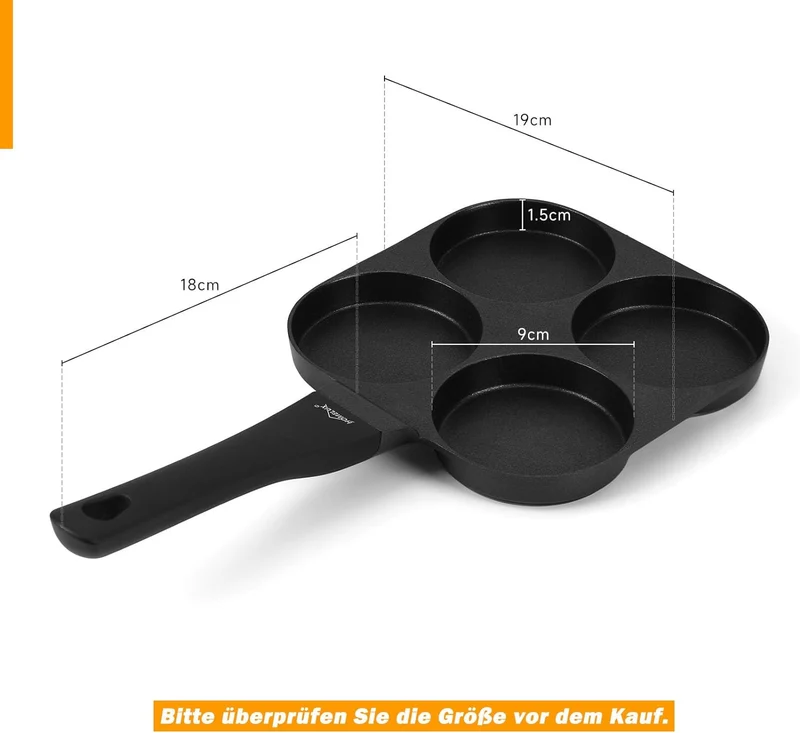HOMELUX Pancake Pfanne 19CM, Aluguss Beschichtung, für alle Herdarten inkl. Induktion. Perfekt für Spiegeleier und Pancakes
