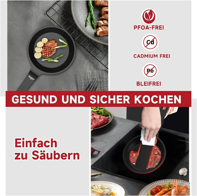 HOMELUX kleine Pfanne 14cm Bratpfanne Induktion, Non Stick Pan – Mini Bratpfanne - Induktionspfanne - crepe pfanne