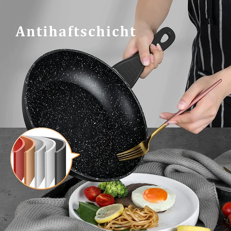10tlg Induktions-Töpfe Set Homelux KoHerdartenchtopfset aus Aluminiumguss mit Antihaftbeschichtung, inkl. Deckel. PFOA frei, für alle