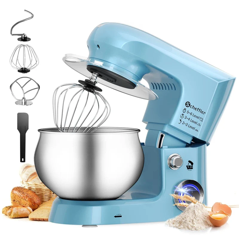 Küchenmaschine 2000W ,5L Edelstahlschüssel Knetmaschine mit 6. Gang, Große Küchenmaschine 5L 2000W Knetmaschine Rührmaschine Rührgerät