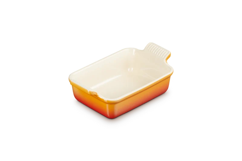 Rechteckige Auflaufform von Le Creuset, Farbe „Orangerot“