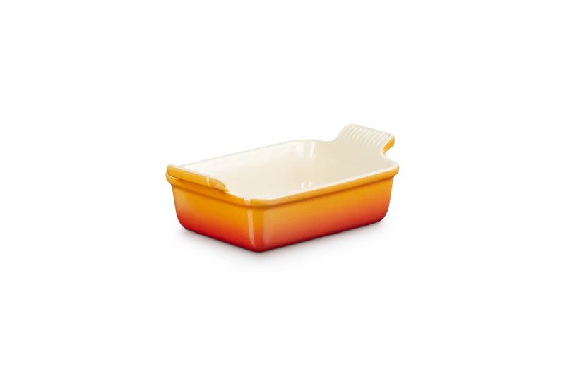 Rechteckige Auflaufform von Le Creuset, Farbe „Orangerot“