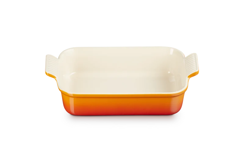 Rechteckige Auflaufform von Le Creuset, Farbe „Orangerot“