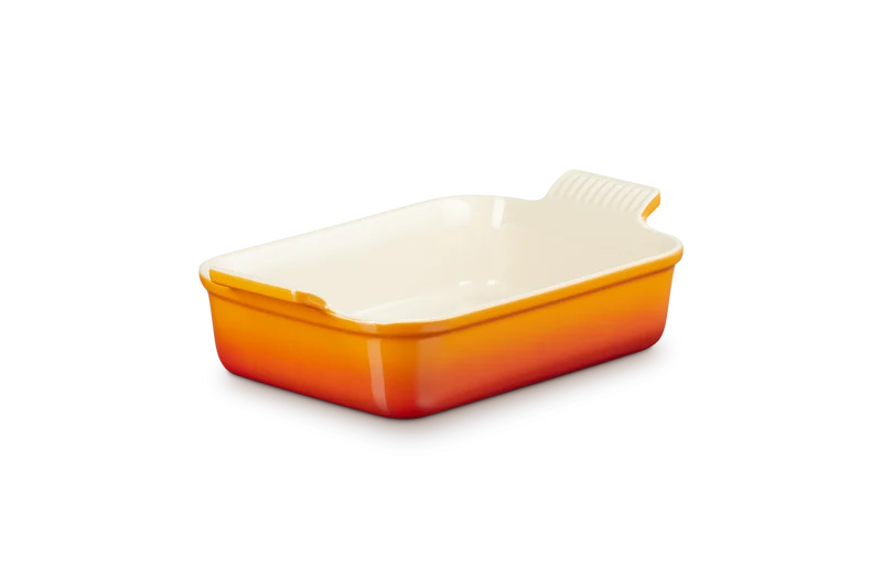 Rechteckige Auflaufform von Le Creuset, Farbe „Orangerot“