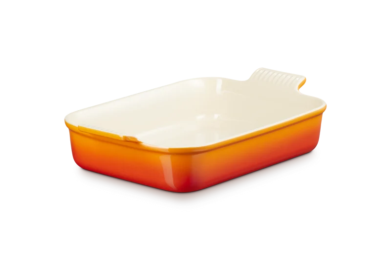 Rechteckige Auflaufform von Le Creuset, Farbe „Orangerot“