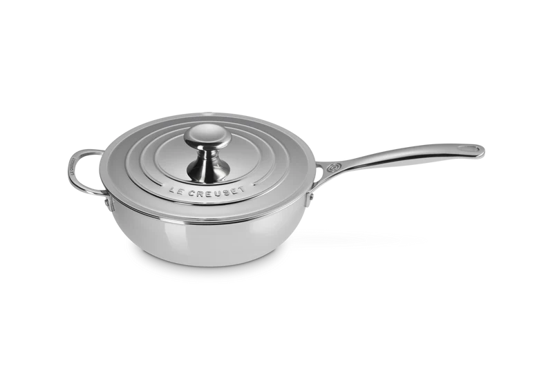 Le Creuset Konische Bratpfanne / Chefpfanne mit Antihaftbeschichtung Ø24cm / 3,3L 'Stainless Steel Signature'