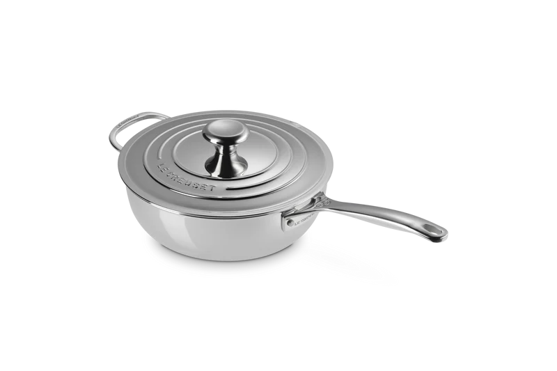 Le Creuset Konische Bratpfanne / Chefpfanne mit Antihaftbeschichtung Ø24cm / 3,3L 'Stainless Steel Signature'