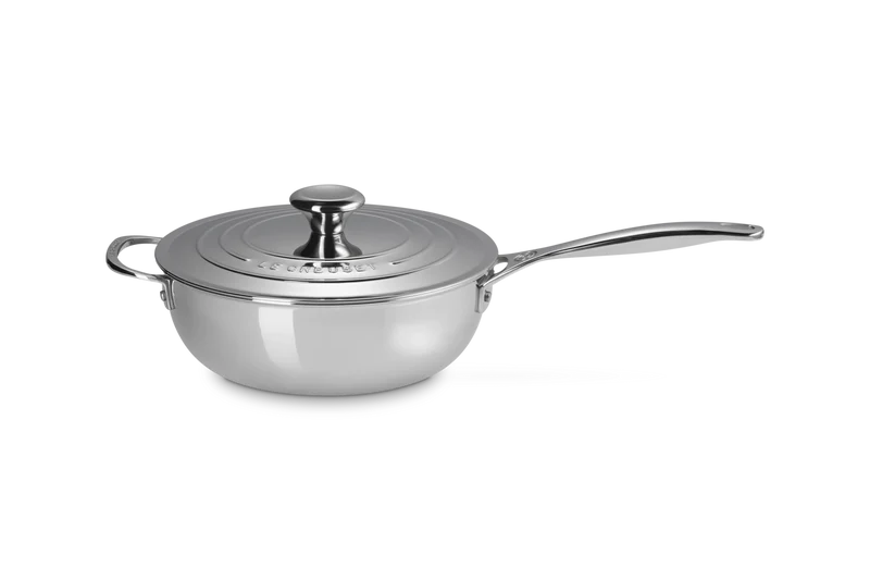 Le Creuset Konische Bratpfanne / Chefpfanne mit Antihaftbeschichtung Ø24cm / 3,3L 'Stainless Steel Signature'