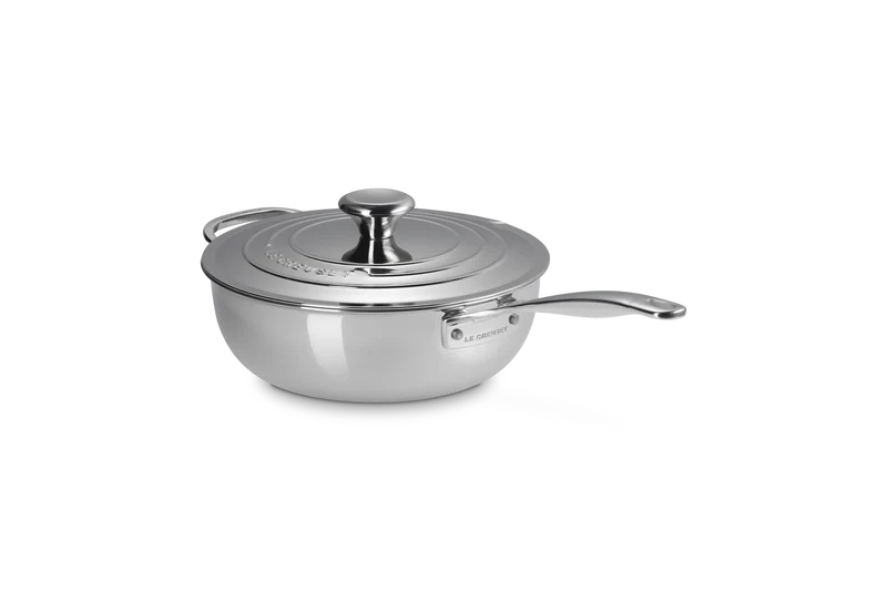 Le Creuset Konische Bratpfanne / Chefpfanne mit Antihaftbeschichtung Ø24cm / 3,3L 'Stainless Steel Signature'