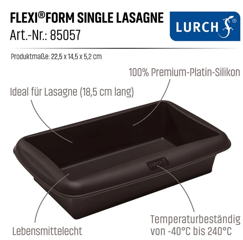 Silikon-Lasagneform 18,5×10,5×4,5cm - für Lasagne, Aufläufe und kleine Gerichte