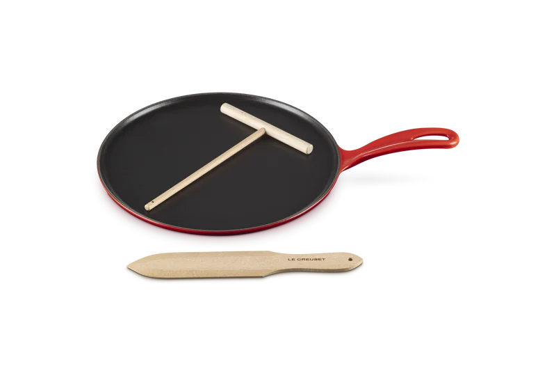 Le Creuset Pfannkuchenpfanne aus Gusseisen, „Kirschrot“, Ø 27 cm