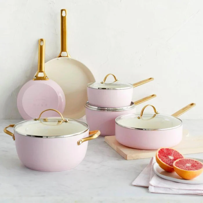 Greenpan Bratpfannenset 20/26 cm 'Padova Blush Pink'