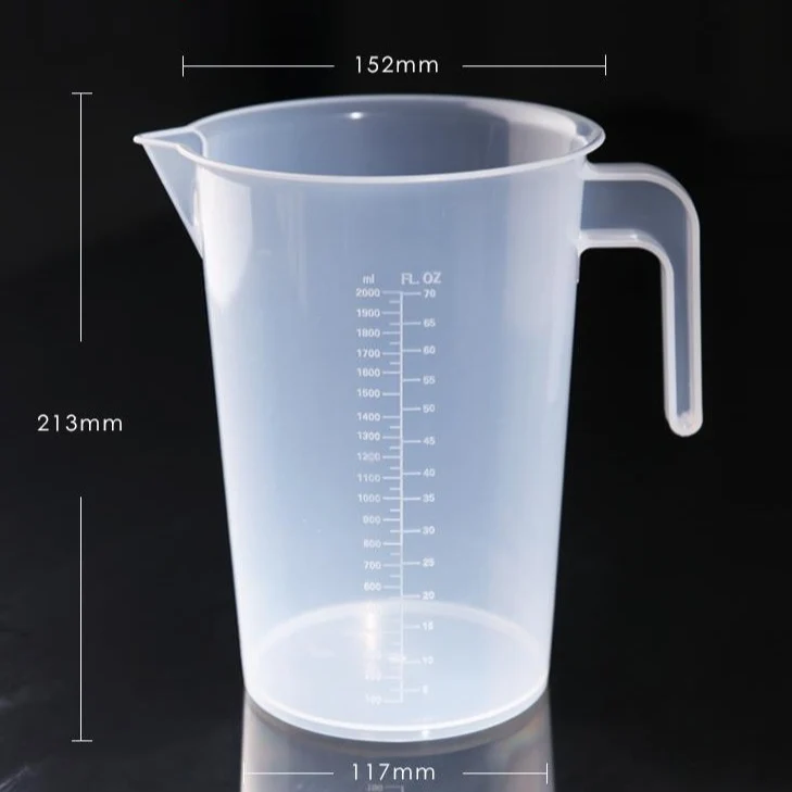 Messbecher aus Kunststoff mit Henkel, Fassungsvermögen 250 bis 2.000 ml