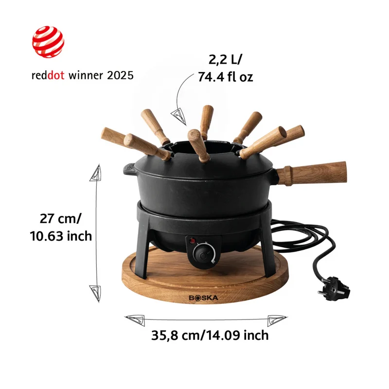 Boska Elektrisches Fondue-Set Pro 2,2 l für 8 Personen