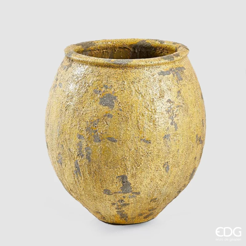 EDG Enzo De Gasperi Vaso Bombato Anfora effetto Anticato H51 D46 cm